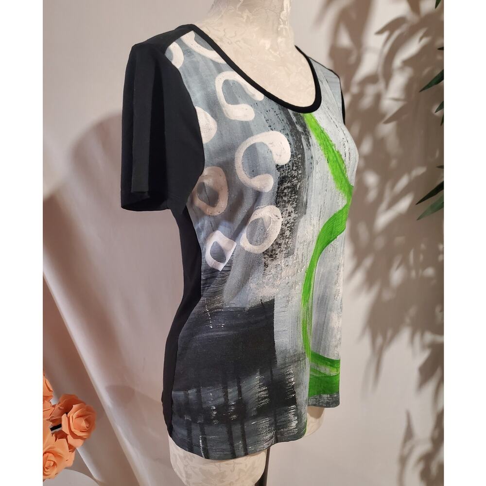 Simply Art Dolcezza Abstract Design T-Shirt Short Sleeve Top Size S Art to Wear - Picture 2 of 7